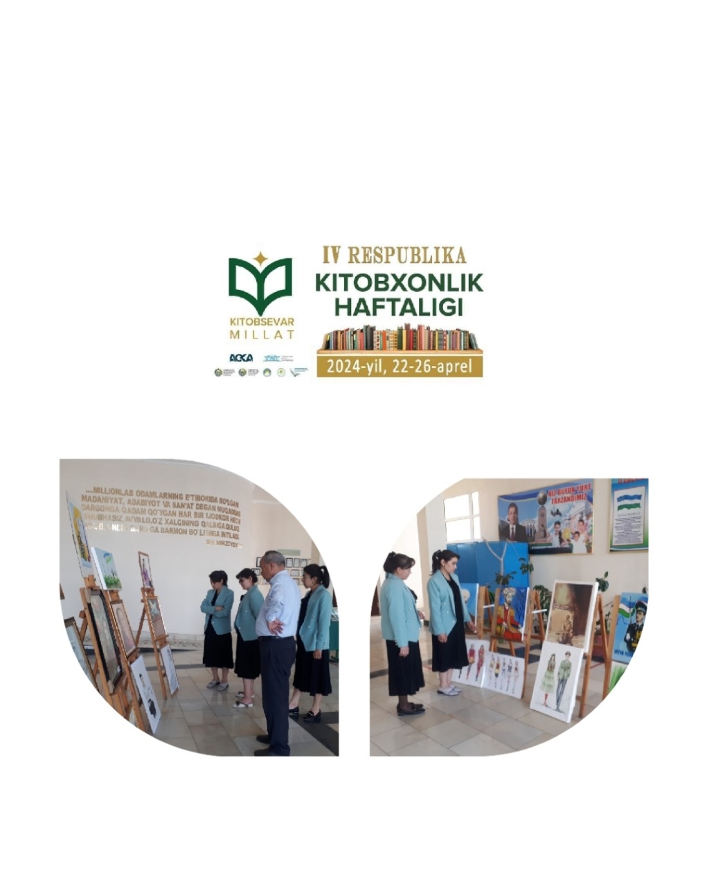 Kitobsevar millat IV Respublika Kitobxonlik haftaligi doirasida 22-26-aprel kunlari butun Respublika boʻylab turli mavzudagi tadbirlar tashkil qilinmoqda. Bugun 24-aprel haftalikning 3-kunida Gʻallaorol axborot-kutubxona markazi hamda 15-sonli Bolalar mus