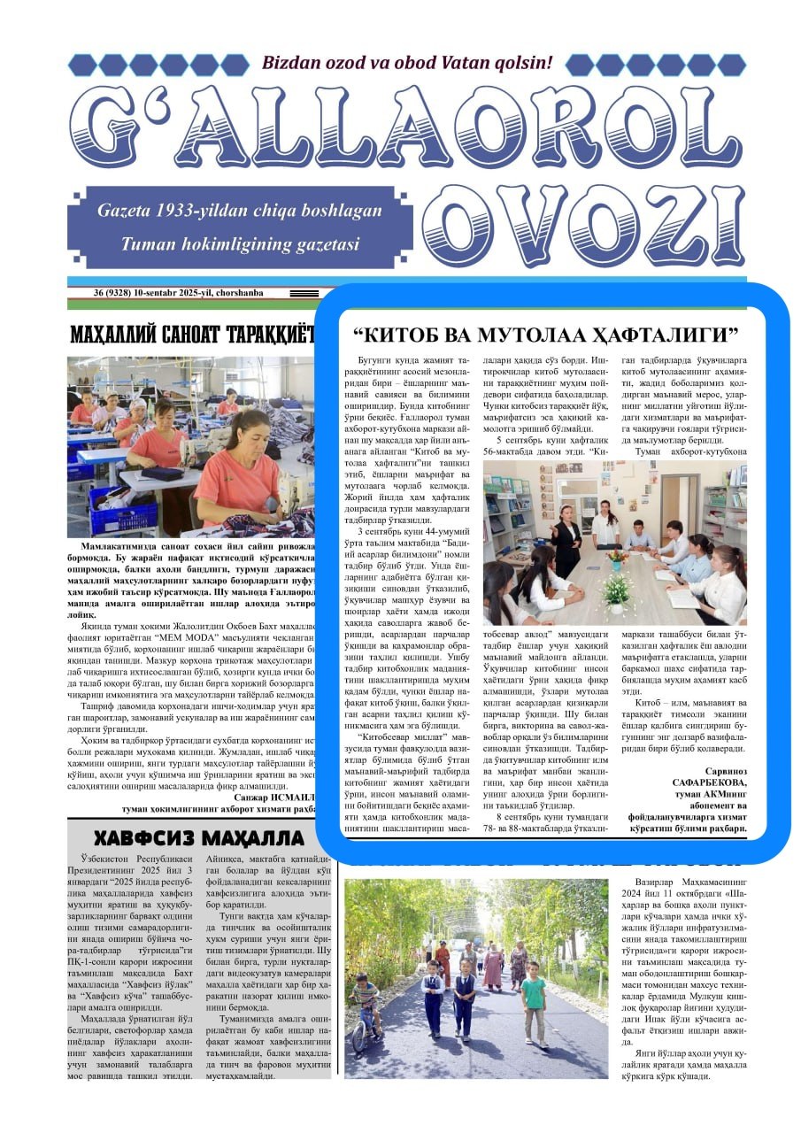 OAV biz haqimizda -KITOB VA MUTOLAA HAFTALIGI